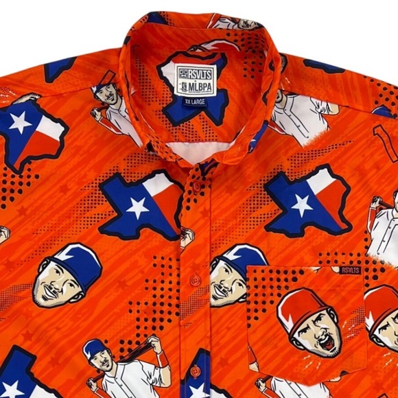 RSVLTS Other - RSVLTS x MLBPA Texas Baseball Shirt Men's 2XL Orange KunuFlex Astros Rangers AOP